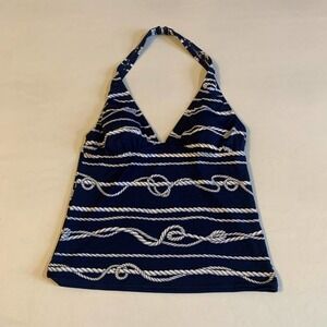 5/ $25  Tropical Escape Blue white rope Tankini Top S
